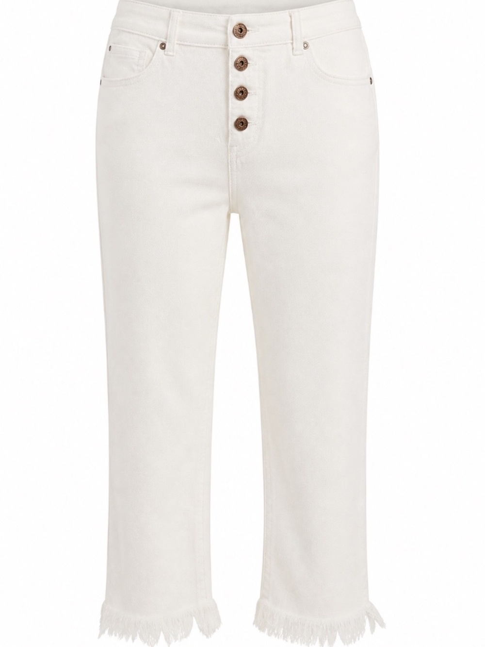 M108 INC White Button-fly Straight Leg Cropped Jeans, size 10